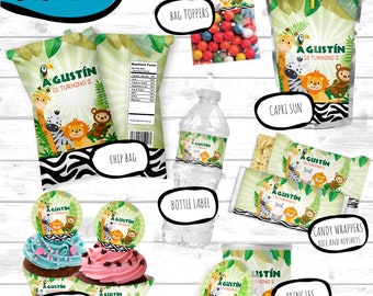 Jungle Party Favors Decoration Pack, Jungle Animals party decoration, Safari Party Pack, Safari Printable Party Favors, DIY