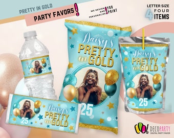 Luxuriöse, individuelle Partygeschenke zum 16. Geburtstag, hübsch in Gold, Partydekoration für Erwachsene, Abschlussball und Absolventen 2024
