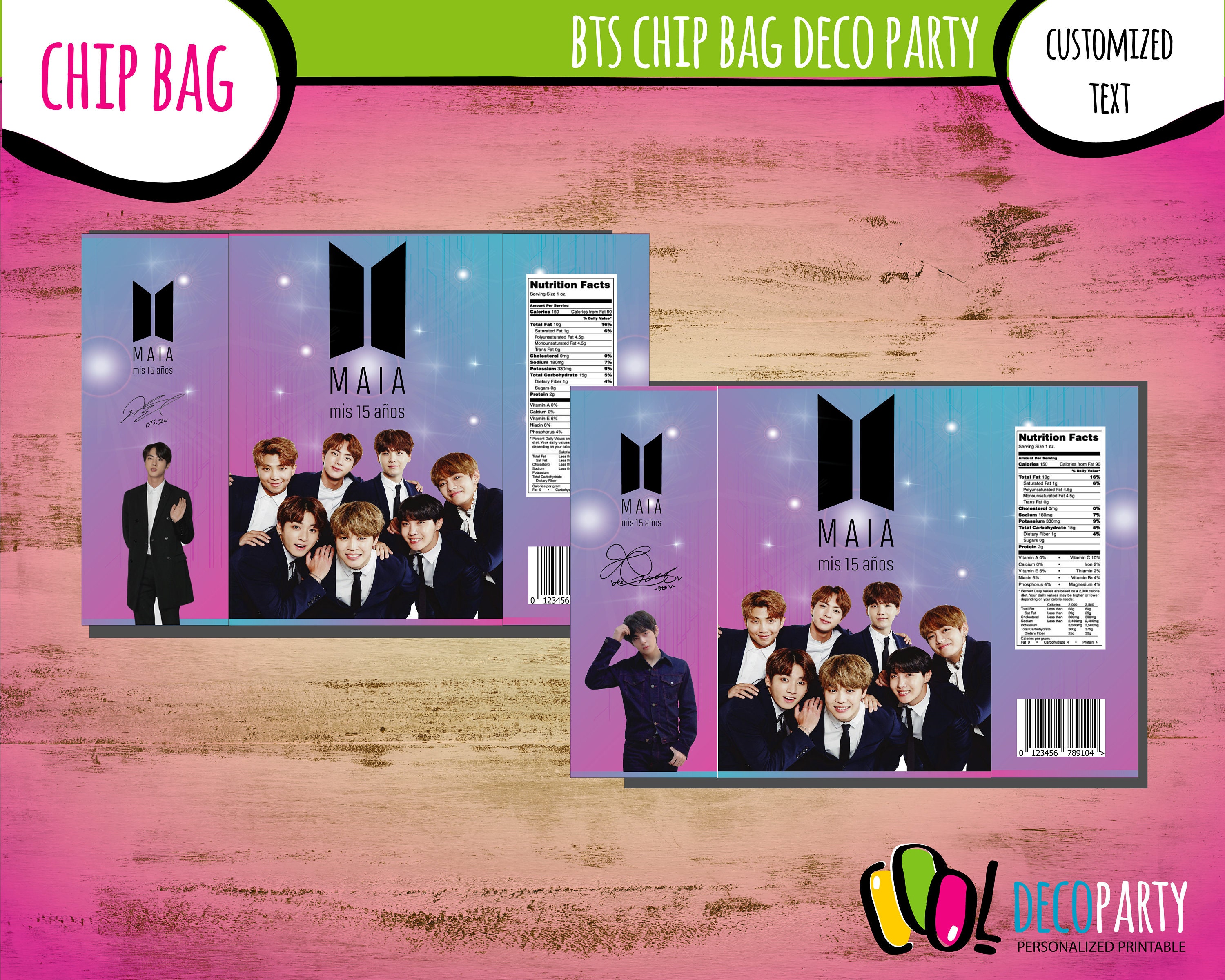 BTS Chip Bag Printable Bts Birthday Party Favor BTS Etsy