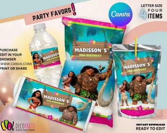 Kids Birthday Party Favors Bundle Editable, Party Favors Editable Decoration