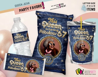 DENIM QUEEN DENIM Party Pack, Queen and Denim Birthday Party Decoration Bundle, jeans party, 60, 70 party Adultes
