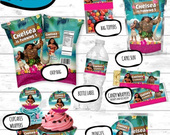 Urodziny Moana, dekoracje do druku Moana Party