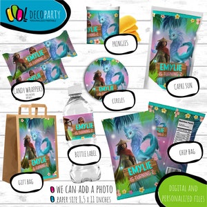 Raya and the Last Dragon Party Favors, Labels, Raya Birthday Printables, Candy Wrappers, Caprisun Juice, Water Bottle, Chip Bag