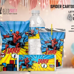 Spiderman Decoration Party Printables, Spiderman Party Favors, Spiderman Theme , Birthday Decor, Spiderman Party Pack, Capri Sun, Chip Bag