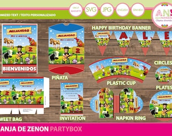 Zenon Farm afdrukbare kit, aangepaste stencilkit, gepersonaliseerd klaar om af te drukken voor feest- en verjaardagsdecoratie