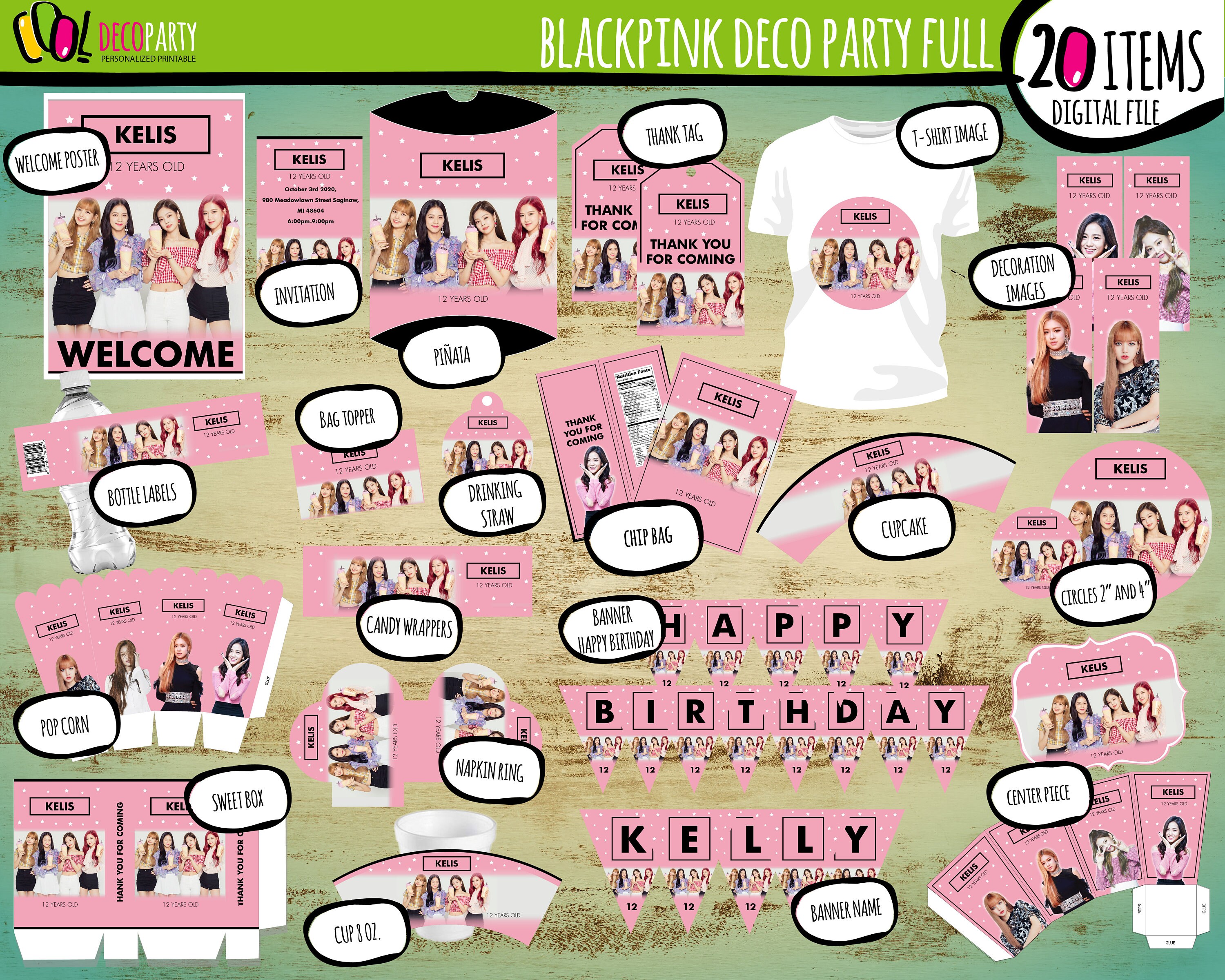 blackpink birthday digital party printable blackpink lisa etsy