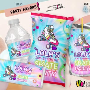 TIE Dye GIRLS Rollschuh-Geburtstagsparty-Paket, Rollschuh-Geburtstagsparty, Let es Rollschuh-Party, Mädchen Rollschuh-Party