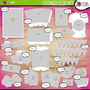 Puede incluir: Un kit de decoración de fiesta imprimible con 20 artículos, que incluye un cartel de bienvenida, invitaciones, envoltorios para cupcakes, bolsas de regalo y una pancarta. El kit está diseñado para una fiesta de cumpleaños y presenta un esquema de color rosa, naranja y amarillo.