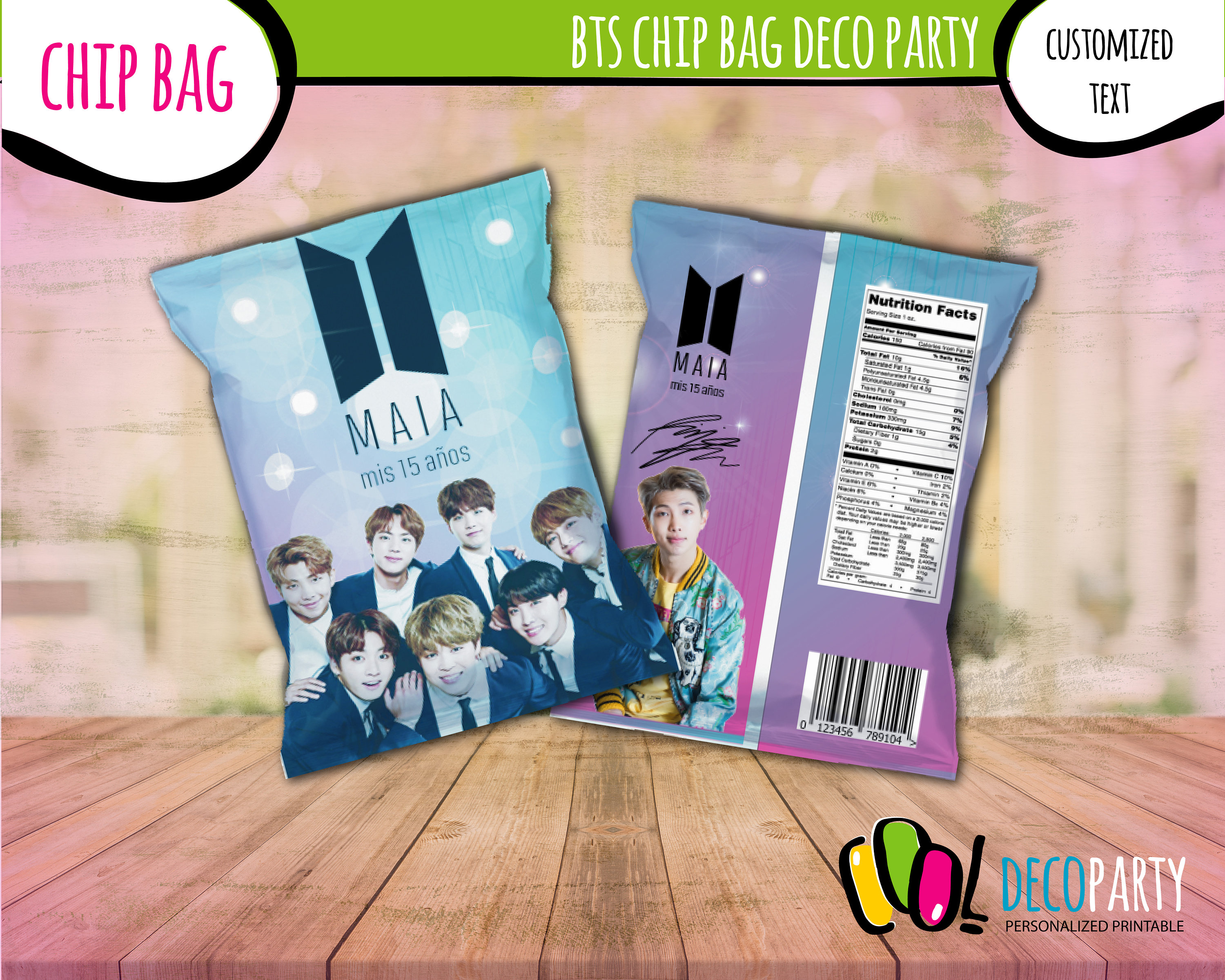 BTS printable CHIP BAG. bts custom party set kpop ready to Etsy
