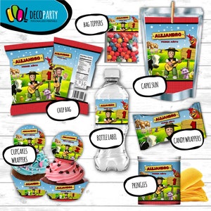 La granja de Zenon, Kit imprimible, Granja de Zenon cumpleaños Granja de Zenon fiesta, banderin, cupckae, capri sun, bolsa papas y mas