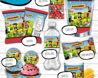Zenon farm printable kit, Zenon birthday Zenon farm party, banner, cupckae, capri sun, chip bag, pringles, candy wrapper and more