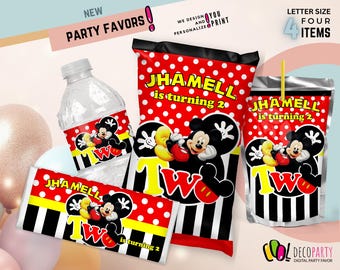 Mickey Birthday Custom Party Favors Bundle, Kids Birthday Party Pack
