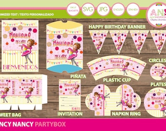 Fancy Nancy birthday digital kit, Fancy Nancy party, Fancy Nancy party supplies, Fancy party kit, Fancy printable birthday, Digital