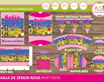 Granja de Zenon kit imprimible cumpleaños, decoración de fiestas y cumpleaños infantiles, Zenon farm deco pack, Zenon birthday digital