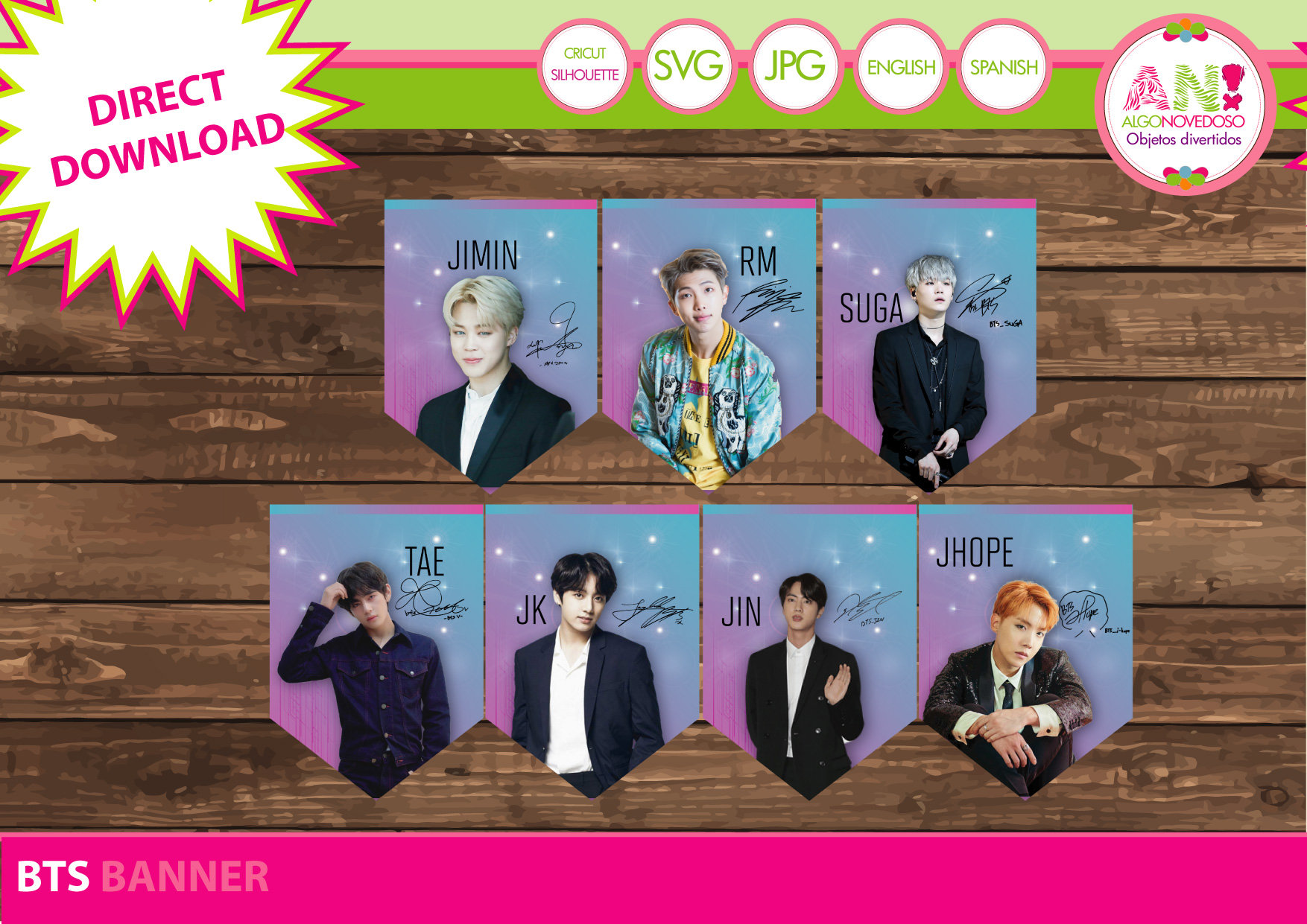 BTS banderin happy birthday kit decoracion para cumpleaños y - Etsy México