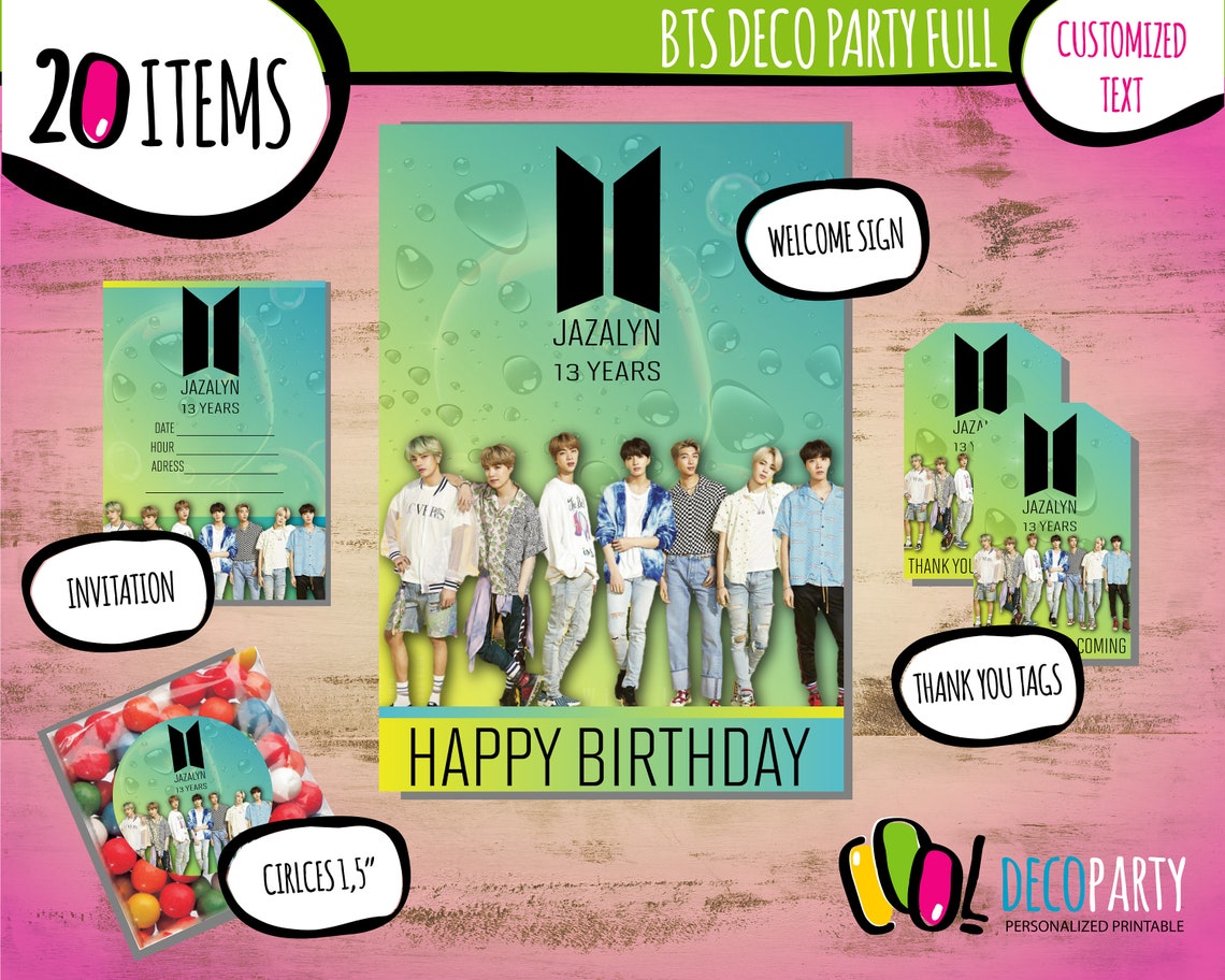 BTS kpop Party Digital Package Kpop Kpop Bts birthday BTS Etsy
