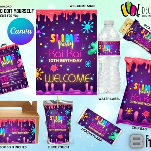 SLIME Birthday Party Favors Editable Pack, Custom Slime Party Favors Pack, Slime Party for kids