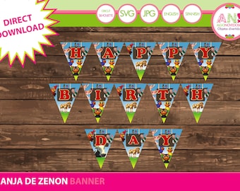Zenon Farm party banner instant download, Granja de Zenon birthday party banner, Party Banner Decoration