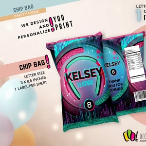 Music Party Chip Bag, Chip bag printable decoration, musical birthday party favors decoration