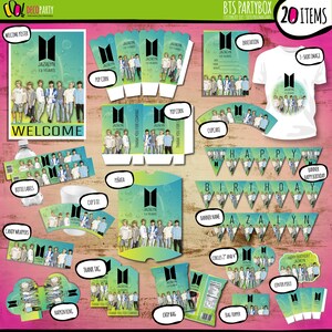 BTS kpop Party Digital Package, Kpop, K-pop Bts birthday, BTS decoration, bts gift package, invitation, banner, topper, party kit, bts army
