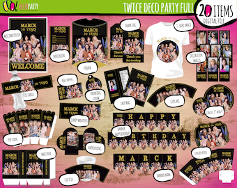Twice K-Pop, Twice Party digital kit, Twice Birthday decorations, Twice Poster, Twice Custom Printable Kit, 20 digital items