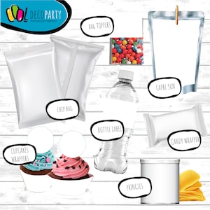 Personalisiertes Party-Bundle-Set, personalisierte Party-Gefälligkeiten, personalisierte Geburtstagsetiketten, personalisierte Party-Etiketten, personalisierte Party-Leckereien, digitaler Download