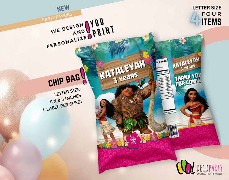 Moana Birthday Party Decoration Bundle, Moana party, Moana party supplies, Moana party kit, Moana printable birthday decoration imagen 3