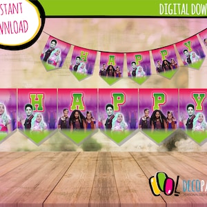 Zombies Party Banner Instant Download, Zombies 2 Birthday Party Decoration, Zombies Printable Banner