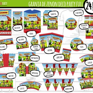 Kit imprimible granja de zenon, kit de plantillas personalizadas, personalizado listo para imprimir para decoración de fiestas y cumpleaños