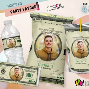 Money Birthday Party Decoration Pack, Dollar Party Decorations Pack, Money birthday kit, Money party favors pack Money party printable