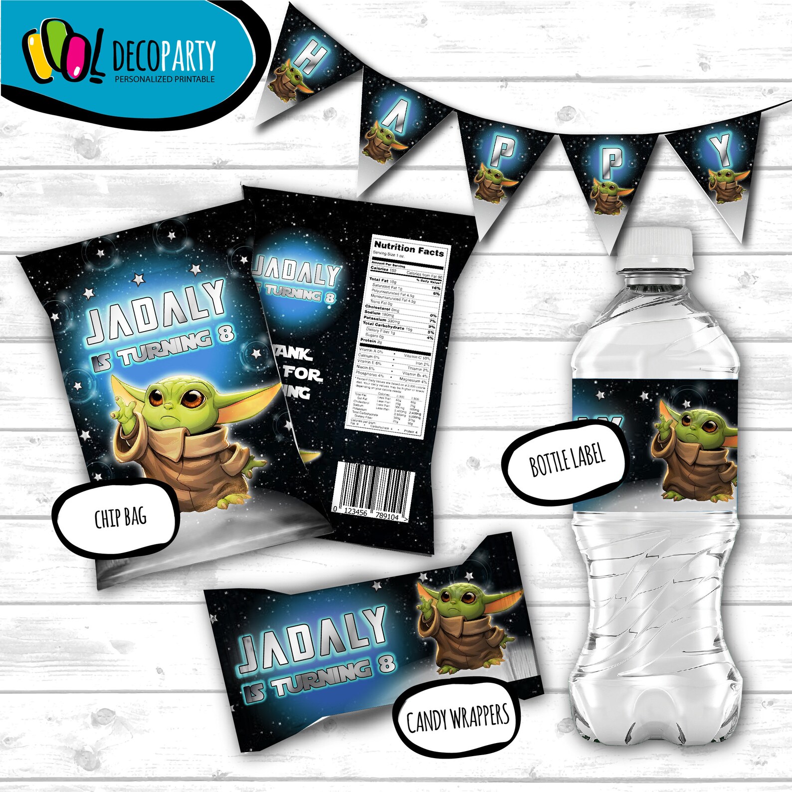 Baby yoda Party digital Set baby yoda birthday kit Bottle Etsy