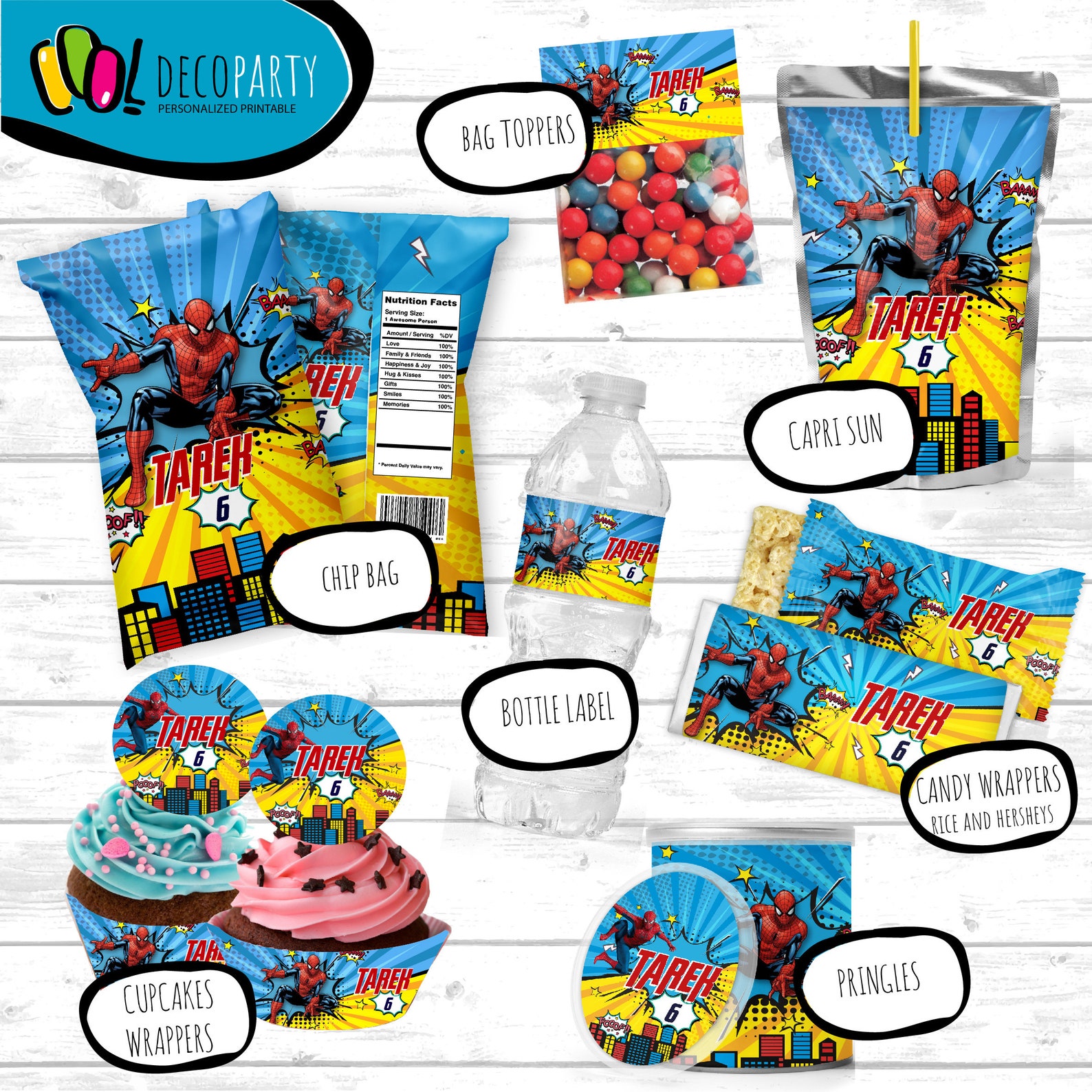 Spiderman Decoration Party Printables, Spiderman Party Favors — free download