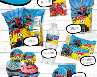 Spiderman Décoration Party Printables, Spiderman Party Favors, Thème Spiderman, Décor D'anniversaire, Spiderman Party Pack, Capri Sun, Chip Bag