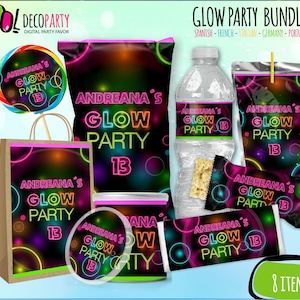 Glow Birthday Party Favors Bundle, Glow Custom Party Decor, Let's