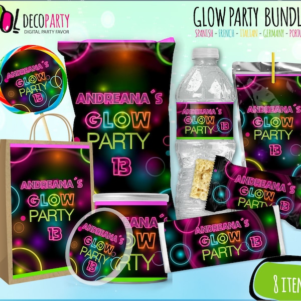 Glow Birthday Party Favors Bundle, Glow Custom Party Decor, Let's Glow party Favors, Glow Custom Party, Glow Neon Party, Neon glow party