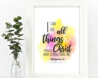 I Can Do All Things Philippians 4:13 Watercolor Scripture Art Printable