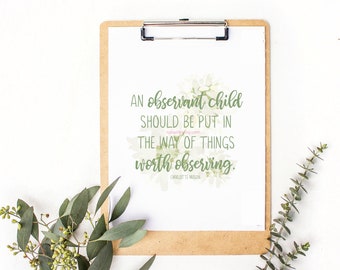 Charlotte Mason "An Observant Child" Homeschool Print