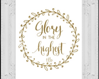 Glory in the Highest Luke 2:14 Scripture Art Printable
