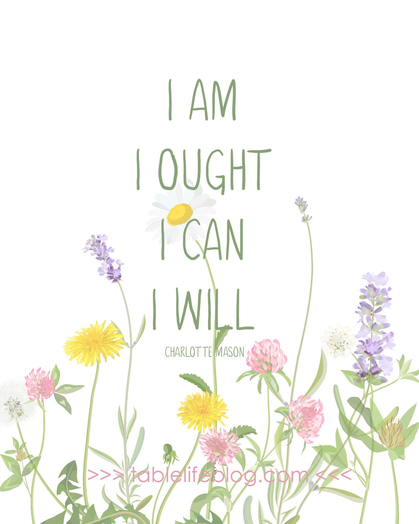 Charlotte Mason Motto: I Am, I Ought, I Can, I Will Printable ...