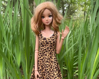 BJD Leopard Einstecktuch Saum Ärmelloses Kleid BJD Babe für 1/3 SD13 SmartDoll