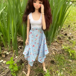 One Left BJD bloemen zakdoek zoom mouwloze jurk BJD Babe 1/3 SD SD13
