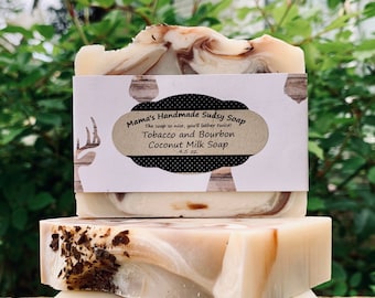 Bourbon & Tobacco Handmade Soap w/ Coconut Milk and Chocolate / Cold Process / Plant Based / Vegan / 80% Organic / Platic Free Packaging