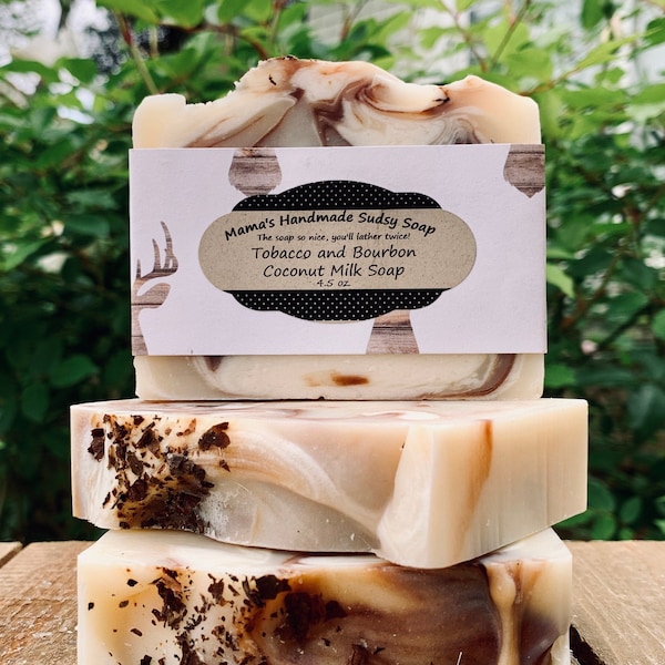 Bourbon & Tobacco Handmade Soap w/ Coconut Milk and Chocolate / Vegan  Organic Ingredients / HandmadeSoap / Man Soap / Tobacco / Bourbon