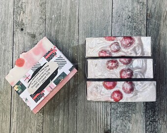 Frosted Cranberry Soap w/ Coconut Milk and Shea Butter / Valentine Soap / Zero waste / Handmade Soap / Artisan / vegan soap