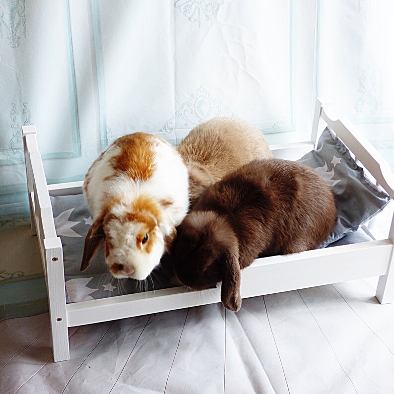 Bed for a rabbit Bunny accessories Bunny wood Bed Rabbits Etsy