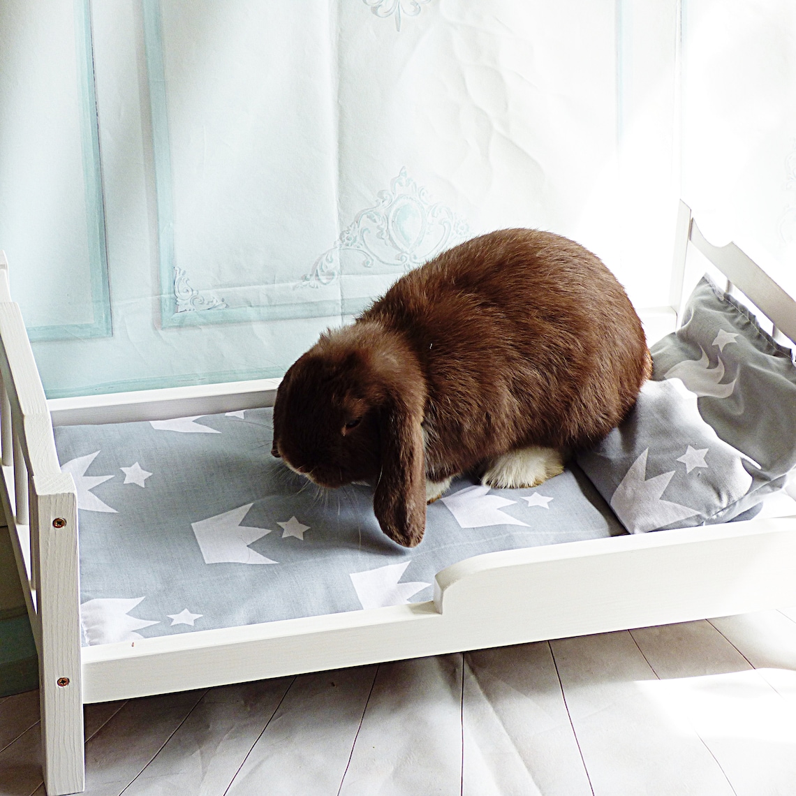 Bed for a rabbit Bunny accessories Bunny wood Bed Rabbits Etsy
