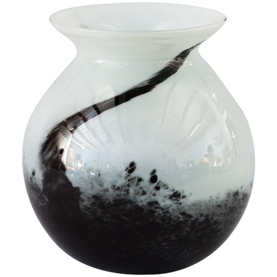 French Hand Blown Glass Vase Etsy