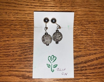 Handmade silver clip on earrings