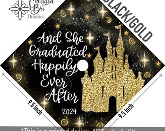 She Graduated Happily Ever After Grad Cap Topper Graduation gift Tassel custom grad quote cap decoration accessory Grad castle