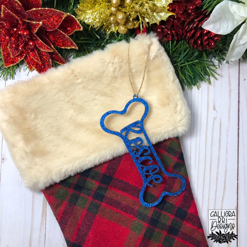 Bone Puppy Dog Stocking Decoration Animal name Tag Custom Name Gift Personalized Christmas Stocking Name Pet pets Animal Name